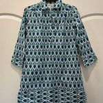 NWT Tizzie Blue White Black Teal floral pattern 3/4 Sleeve Top Tunic Dress SMALL Photo 0