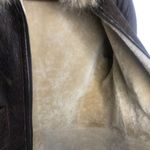 Blue Duck Leather Real Fur Bomber Coat Jacket M Brown Trim Medium Photo 4