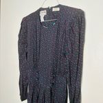 Karin Stevens Vintage  Black Purple Floral Flowy Zip Up Back Dress Petite size 6 Photo 1