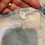 Women's Teal and White Blouse size‎ medium pleated 3/4 sleeve Blue Photo 5