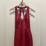Alfred Sung  V-Neck Halter Satin Trumpet‎ Gown in Burgundy Size 2 Photo 3