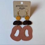 Boutique Genesis: One Designs Suede Leather Layered Dangle Earrings Pink Gold Photo 1