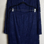 Slinky Brand  Womens 1X/2X 3 Piece Set Cardigan Tank Skirt Navy Blue Lace READ Photo 0