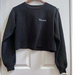 John Galt  Black Wash New York Embroidery Pullover Crop Sweater Small Casual Photo 6