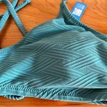 Cupshe NWT Women’s  Criss Cross Tie Back Blue Ribbed Bikini Top Size Large Photo 1