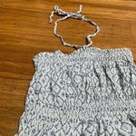 Polo Jeans Top Womens Small Smocked Halter Tank Geometric Diamond Cotton Summer White Photo 1