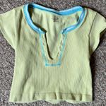 Urban Outfitters Light Green and Blue Trim Baby Tee Photo 0