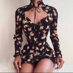 Women's Floral Print Heart Neck Long Sleeve Cocktail Party Mini Dress Size XL Photo 2