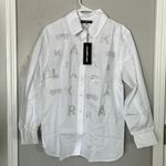 Karl Lagerfeld  PARIS WOMEN SOFT WHITE SPARKLE KLP LOGO SHIRT SIZE MEDIUM Photo 1
