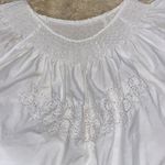 Women’s Short Sleeve Peasant Shirt Ruched Eyelet Cotton White Loose Fit Sz XXL Photo 7