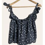 DL1961 Dennet Tie-Strap Polka-Dot Print Ruffled Cropped Tank Top Size Medium Photo 3