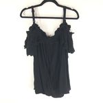Bloomchic  Plain Ruffles Trim Ties Cold Shoulder Blouse Top Black 14-16 Photo 3