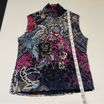 FUZZI floral print stretchy tulle mesh turtleneck, sleeveless, cropped top sz XL Photo 3