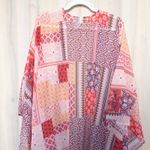 Womens Patchwork Kimono Duster Size 1XL Pink Longline Boho Festival Artsy Flowy Red Photo 7