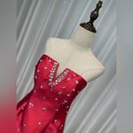 Maniju  Red Strapless Jewel Rhinestone Mini Dress Photo 4