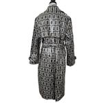 Karl Lagerfeld  Women's Double L Trench Coat Sz 12 Black White Geometric Long Photo 2