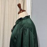 BLOOMCHIC Women Dark Green Textured Tie Neck Long Sleeve Peasant Blouse Sz 18 Photo 4