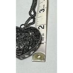 Costume Necklace Puffy Heart Silver Filigree large pendant charm unmarked Photo 5