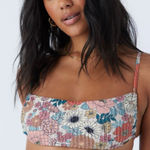 O'Neill  Tenley Floral Jupiter Bralette Bikini Top Pink Blue Daisies Size M NWT Photo 0