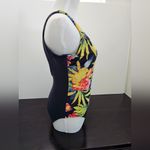 Your Best Look Tropical Floral Women's Swimsuit With Sarong Scarf Size 8 Black Photo 3