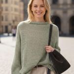 ZARA NWT  Open Knit Sweater  Mint Sage Sheer Drop Shoulder Slouchy Bloggers Fave Photo 0