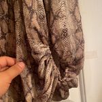 Adrienne  Beige Snake Print Long Sleeve Dress Photo 6