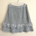 Anthropologie Maeve Tamara Fringed Mini Sweater Skirt Grey Size Medium Photo 8