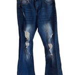 Distressed Blue Flared Jeans Medium M Stretch Denim Casual Womens Pants Photo 0