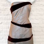 NWT Paula Hian Bucol Brown Silk Taffeta & Velvet Striped Strapless Dress, Size 6 Photo 1