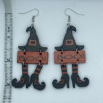 New Halloween Boo witch wooden hook dangle earrings Halloween fall boo Black Photo 1