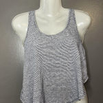 Project Social T  Tank Top Womens Medium Gray Striped Linen Cropped Racerback Photo 0