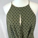 fab'rik Army green and black polka dot tie front romper with pockets size medium Photo 3