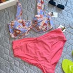 Time & Tru Floral purple coral Bikini swimwear set size large 12-14 swimsuit Photo 2