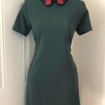 ZARA Preppy Green black floral embroidered collared dress with short sleeves -Size M Photo 1