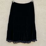 Vintage New Old Stock Carole Little Velvet Skirt 12 Embroidered Black Photo 7