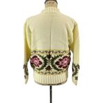 Worthington Vintage  Womens Sweater Floral Cream Medium Photo 3