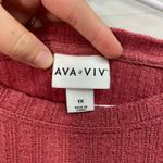 Ava & Viv  women's mauve pink raspberry knit tie sleeve‎ casual relaxed shirt 1X Photo 3