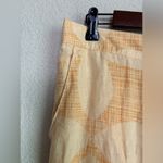 Joie  Pastel Melon Orange Retro Floral 100% Linen Wide Leg T Crop Pants L Photo 3