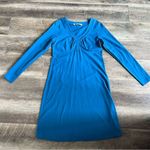 Athleta  Senorita Blue Teal V-Neck Long Sleeve Organic Cotton Dress Large Tall Photo 5