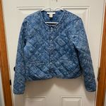 Rachel Zoe  Denim quilted Floral Blue Jacket Large Photo 4