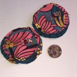 Unique Floral Pink and Gold Tone Beaded Boho Earrings Photo 2