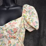 ZARA  Floral Puff Sleeve Crop Top - Cream and Pink Photo 3