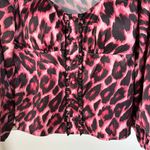 Venus Pink Cheetah Leopard Print Office Siren Ruffle Y2K Style Sweetheart Blouse Photo 4