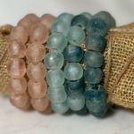 Pink and Blue Ombré Beaded Stretch Bracelets, Sea Glass Photo 2