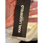 Karl Lagerfeld Shirt Women Medium White Satin Silky Tie Back Blouse NWT Preppy Photo 11