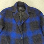 Armani Exchange  AX Coat Women's XS Oversized Blue‎ Black Plaid Wool Blend Jacket Photo 2