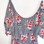 New Look Black And White Floral Off The Shoulder Striped Romper Photo 1