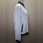 NWOT DKNY Sport Women's S Logo Bomber Jacket Ribbed Cuffs Hem Cream Black White Photo 6