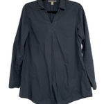 Garnet Hill  Bluish Grey V Neck 3/4 Sleeve Boho Blouse Womens XS Lagenlook Casual Photo 0