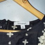 Monograph Black Cream Embroidered Ruffle Short Sleeve Top Boho Medium Photo 3